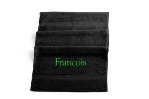 Handdoek met naam geborduurd | Zwart | 50x100